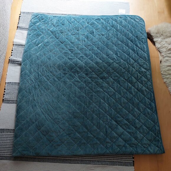 Velvet Velour Quilt Bedspread - King - 98" x 108" Aqua/Teal/Blue/Green - Picture 3 of 9